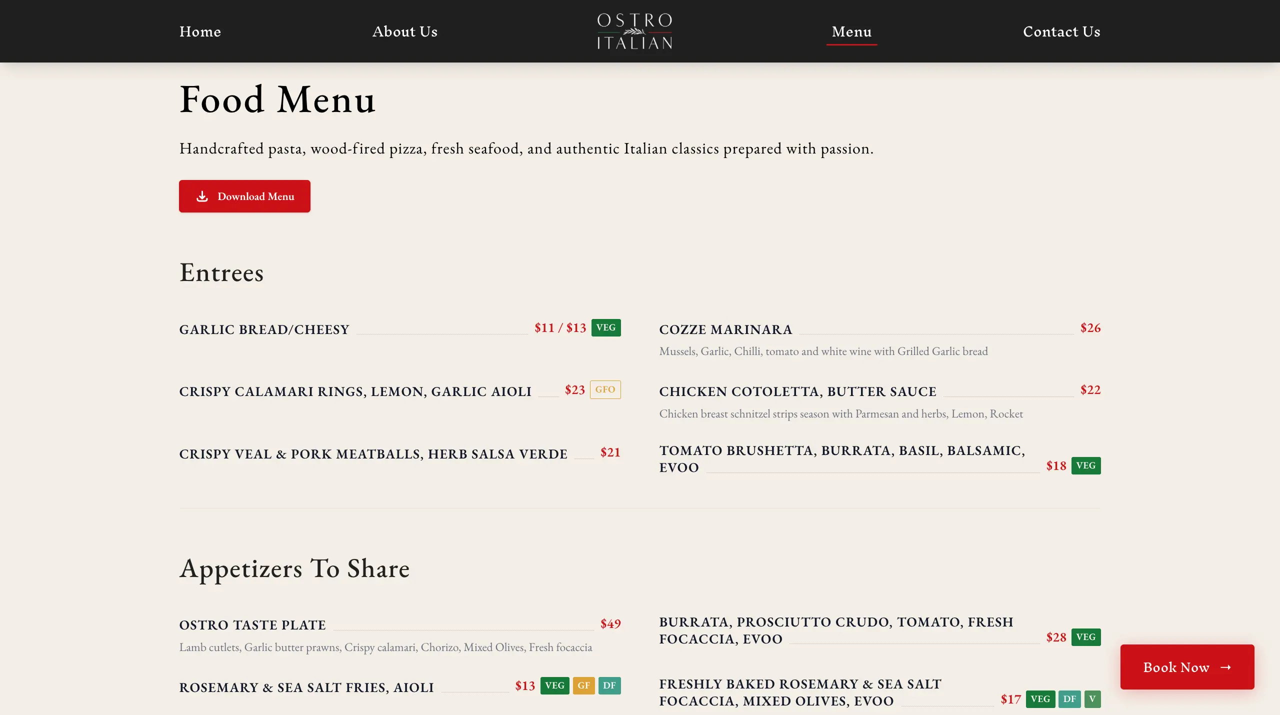 Ostro Italian Website screenshot 5