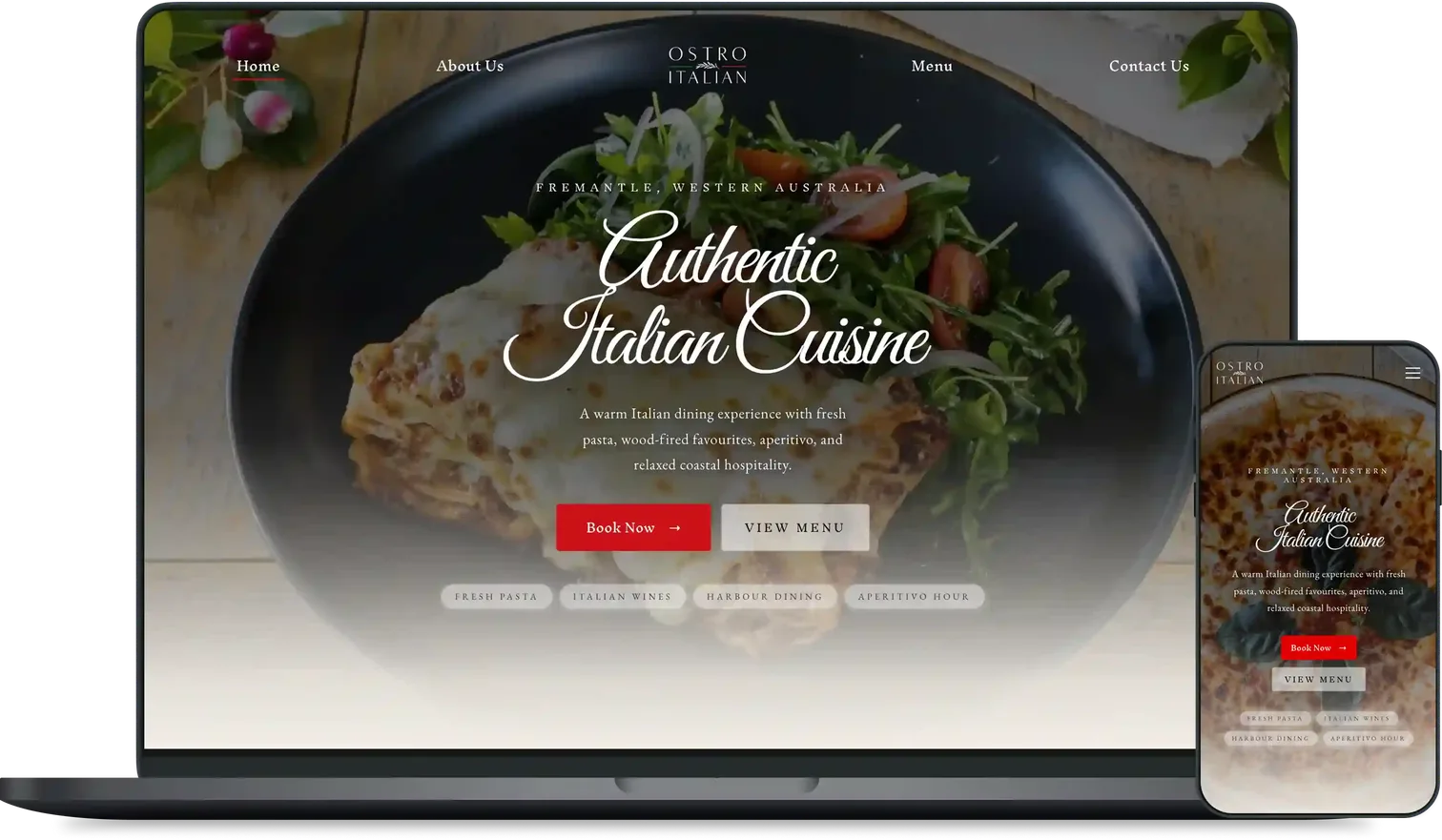 Ostro Italian Website mockup