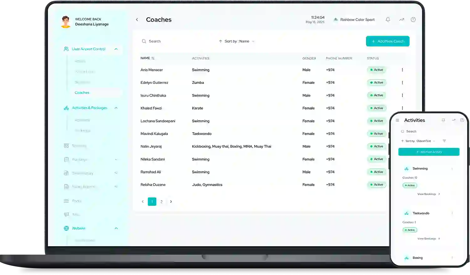 Rainbow Admin Panel mockup