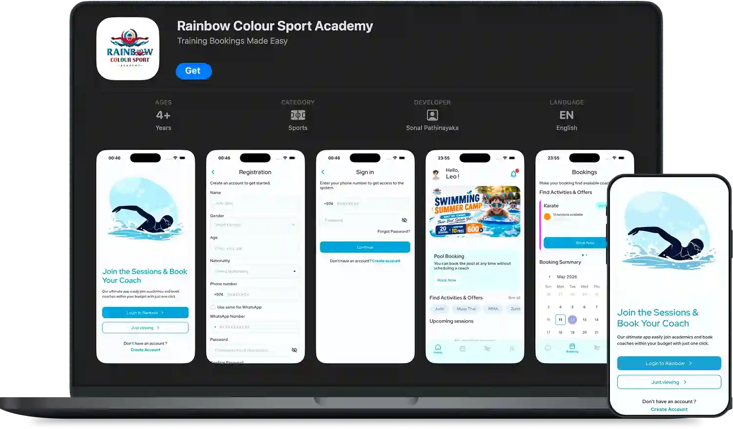 Rainbow Mobile App mockup